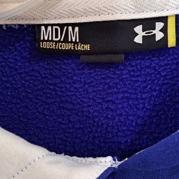 Under Armour Sweatshirt Men's Size Medium Hoodie Loose Fit Blue and White Logo - Picture 2 of 13